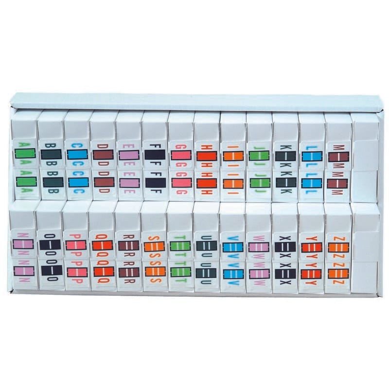 File Doctor FDAV Compatible Alpha Labels "A-Z, plus Mc", Vinyl Stock, 1-1/4" X 1". Rolls of 500