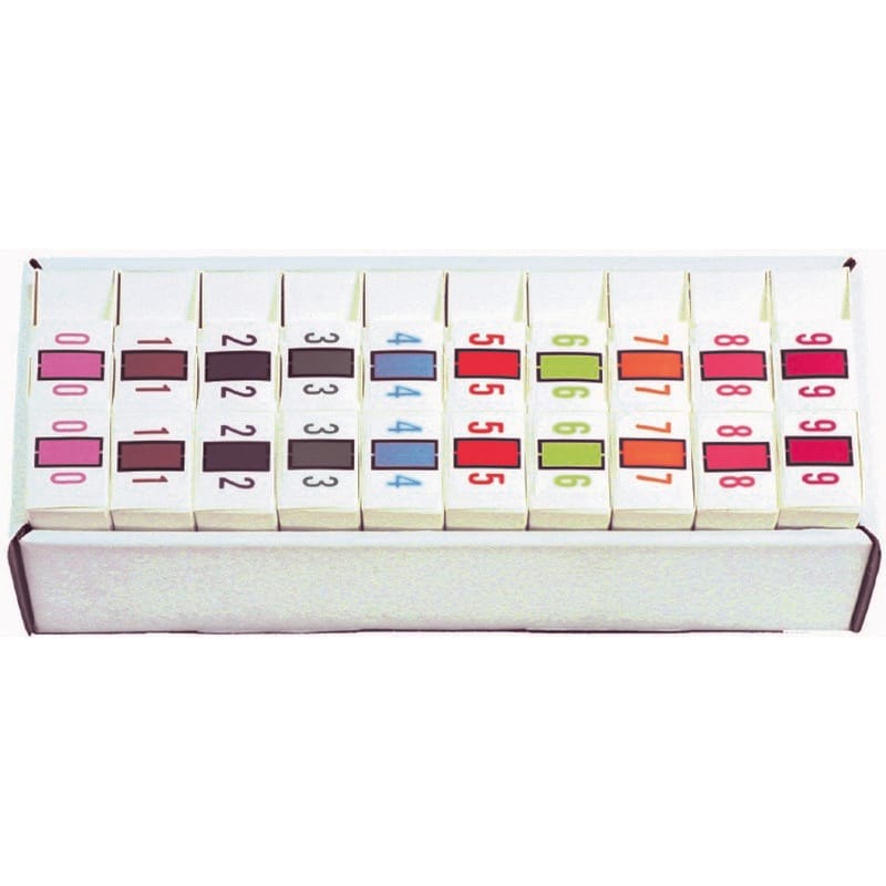 File Doctor Compatible "0-9" Numeric Labels, Laminated Stock, 1-1/4" x 1" Complete Set - 10 Rolls of 500