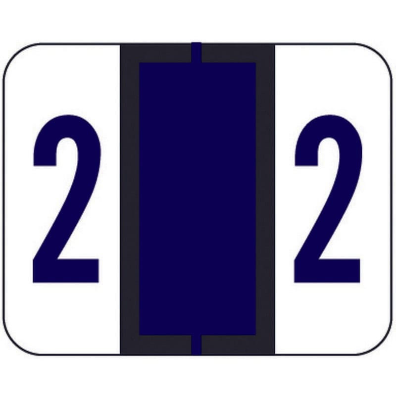 File Doctor Compatible "2" Numeric Labels, Laminated Stock, 1-1/4" x 1" Individual Numbers - Roll of 500