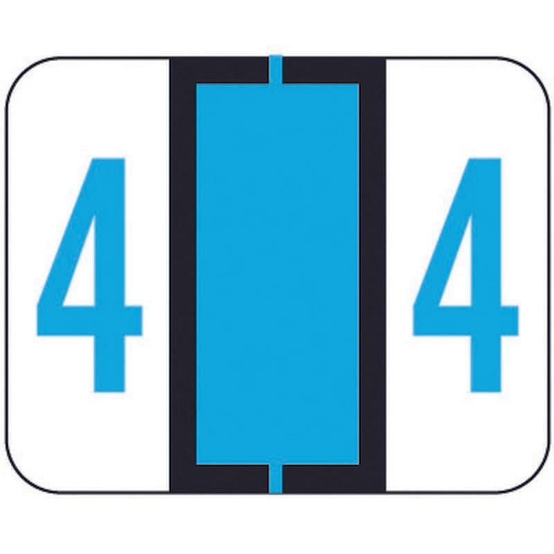 File Doctor Compatible "4" Numeric Labels, Laminated Stock, 1-1/4" x 1" Individual Numbers - Roll of 500