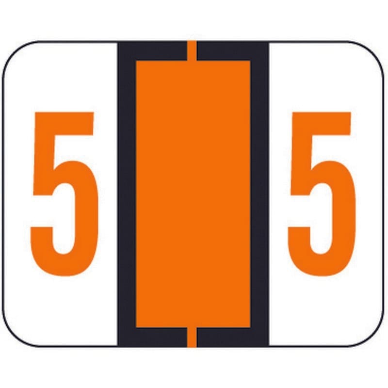 File Doctor Compatible "5" Numeric Labels, Laminated Stock, 1-1/4" x 1" Individual Numbers - Roll of 500