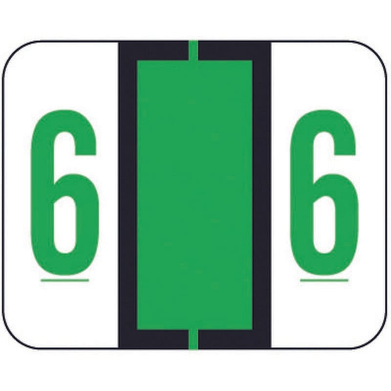 File Doctor Compatible "6" Numeric Labels, Laminated Stock, 1-1/4" x 1" Individual Numbers - Roll of 500