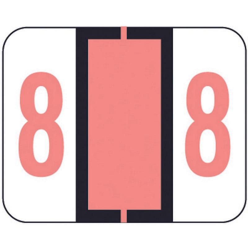 File Doctor Compatible "8" Numeric Labels, Laminated Stock, 1-1/4" x 1" Individual Numbers - Roll of 500