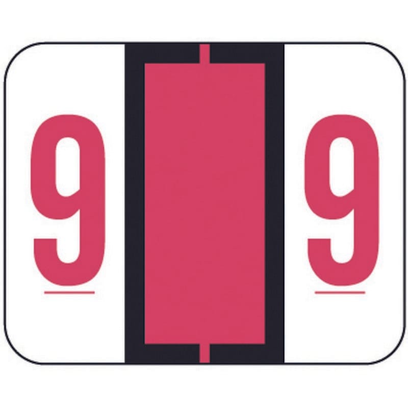 File Doctor Compatible "9" Numeric Labels, Laminated Stock, 1-1/4" x 1" Individual Numbers - Roll of 500