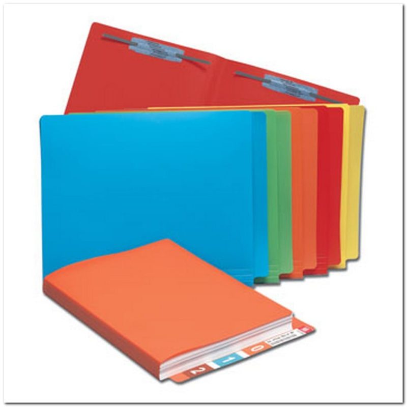 12-1/4" x 9-1/2" End Tab Colored Poly File Folders - Orange (Pack of 24)