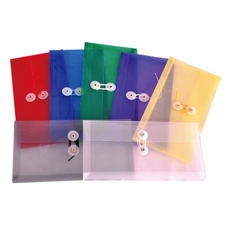 10" x 5-1/4" x 1-1/8" Expanding Envelope with String & Button, Check - Clear (Pack of 6)