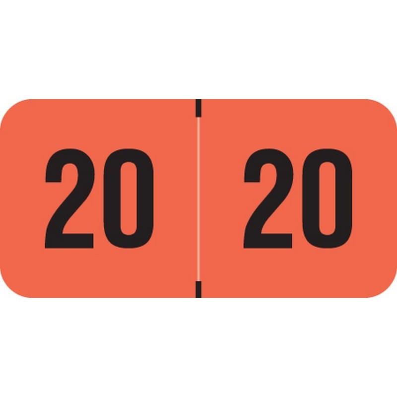 PMA Compatible "20" Yearband Labels, 1-1/2" X 3/4" - 500 per Roll