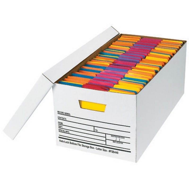 Letter Size Auto-Lock File Storage Boxes with Lids (Box of 12)