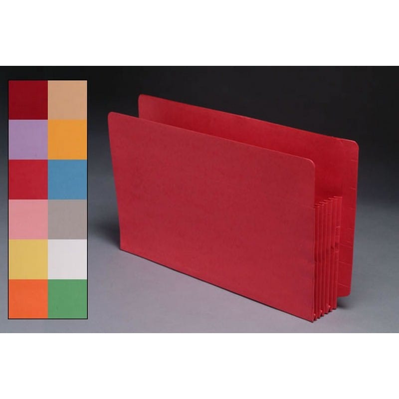 Color Full END TAB Expansion Pockets, Paper Gussets, Legal Size, 1-3/4" Expansion (Carton of 100) - Image 2