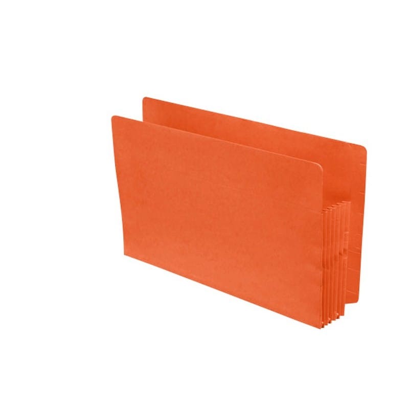 Orange Full END TAB Expansion Pockets, Paper Gussets, Legal Size, 1-3/4" Expansion (Carton of 100)