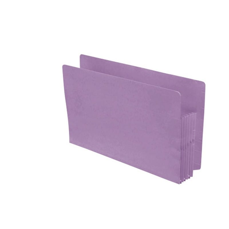 Lavender Full END TAB Expansion Pockets, Paper Gussets, Legal Size, 3-1/2" Expansion (Carton of 100)