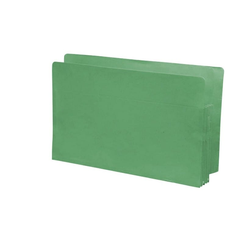 Green Full END TAB Expansion Pockets, Tyvek Gussets, Legal Size, 3-1/2" Expansion (Carton of 100)