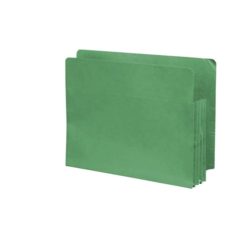 Green Color Full END TAB Expansion Pockets, Tyvek Gussets, Letter Size, 5-1/4" Expansion (Carton of 100) - Image 2