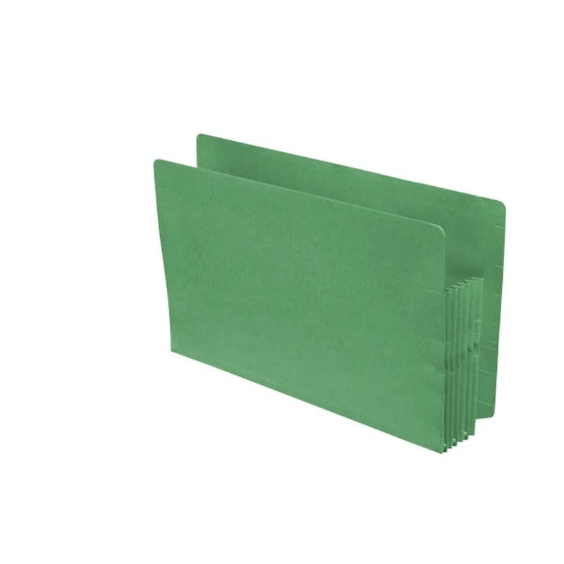 Green Full END TAB Expansion Pockets, Paper Gussets, Legal Size, 5-1/4" Expansion (Carton of 100) - Image 2