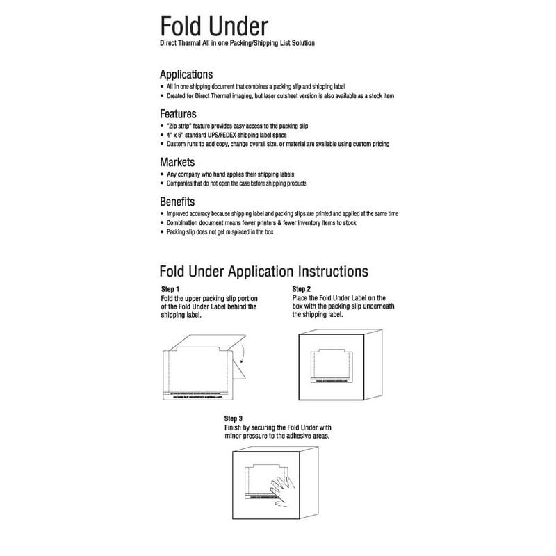 5-3/8" x 8-7/8" (5.375" x 8.875") Fold Under, Uncoated Direct Thermal Sheet (Carton of 1000) - Image 3