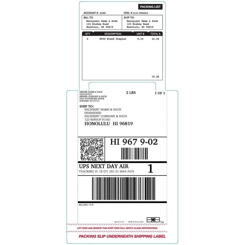 5-3/8" x 8-7/8" (5.375" x 8.875") Fold Under, Uncoated Direct Thermal Sheet (Carton of 1000)