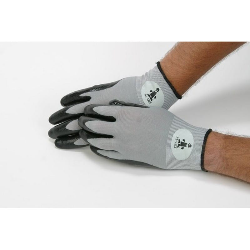 Large, Fine Guage Nylon String Knit Gloves Coated w/Black Nitrile (6 Dozen Per Case) - Image 3