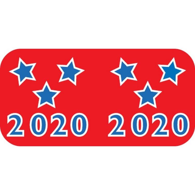 Patriot Compatible "20" Yearband Labels, Patriotic Labels,Laminated Stock 1-1/2" x 3/4" - 500 per Roll