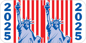 Patriot Compatible "25" Yearband Labels, Patriotic Labels,Laminated Stock 1-1/2" x 3/4" - 500 per Roll
