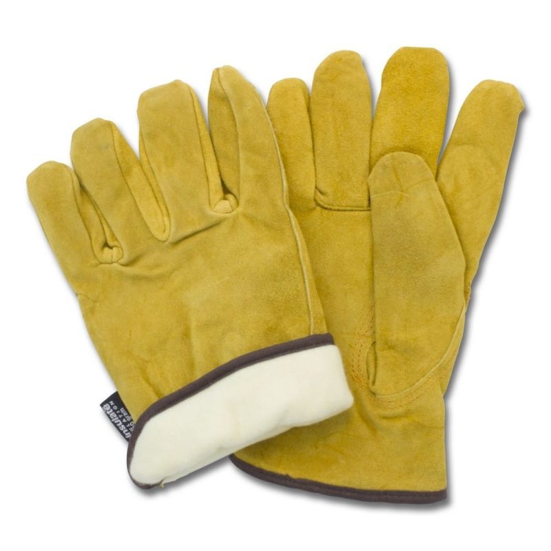 Large, Cow Split Leather Russet Driver Style Gloves (6 Dozen Per Case)