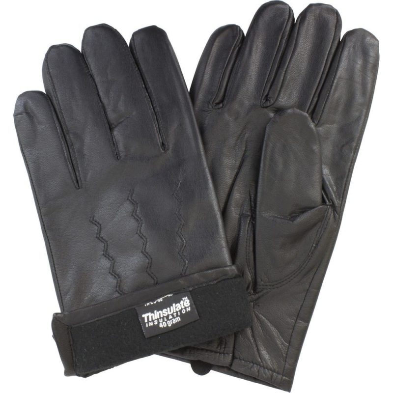 Small, Black, Soft Sheep Grain Leather Gloves, 40 Gram Thinsulate (1 Pair)