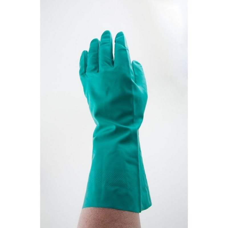 Medium, 15 Mil Green Nitrile Flock Lined Gloves (1 Dozen) - Image 2