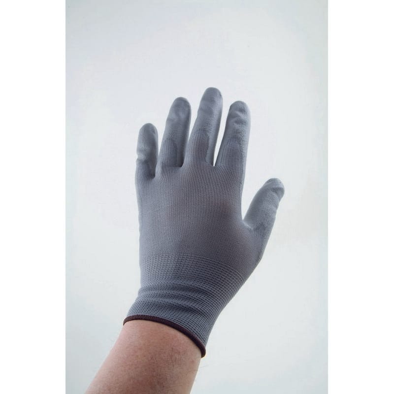Large, Gray Nylon Glove w/Gray Polyurethane Coating (6 Dozen Per Case) - Image 4