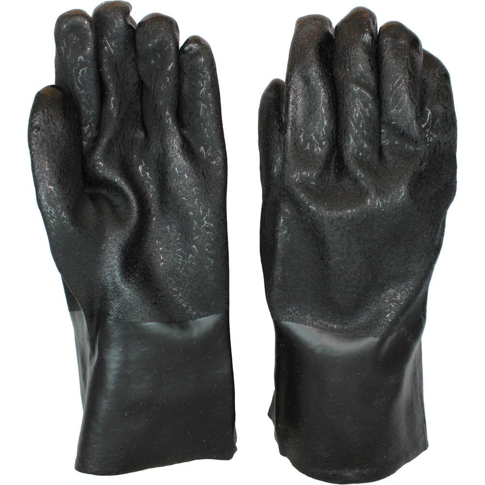 PVC, Jersey, Knit Wrist, Rough, Black, Double Dipped (1 Dozen)