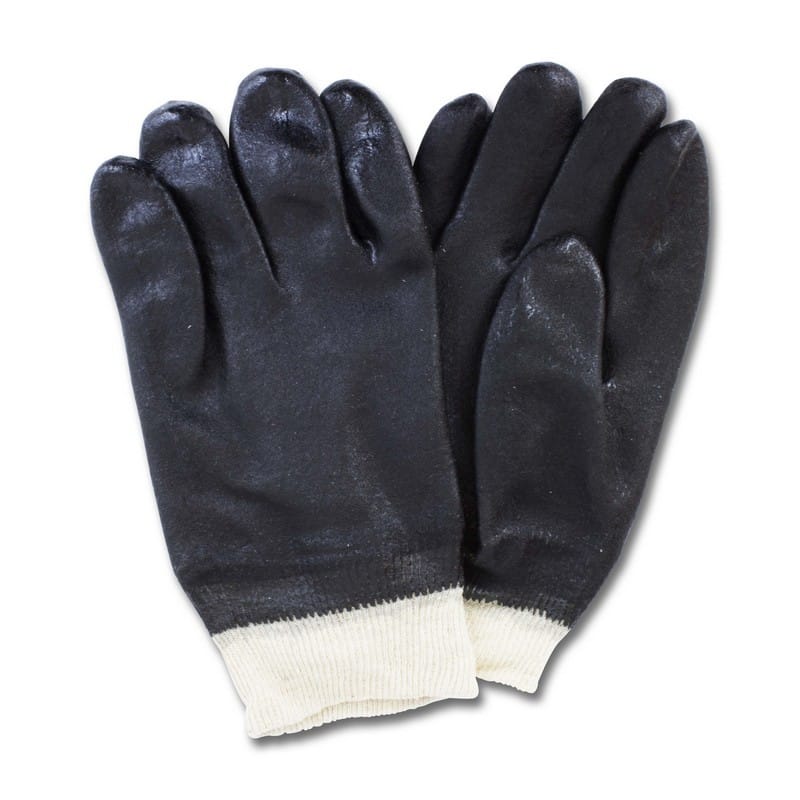 PVC, Interlock, Knit Wrist, Smooth, Black, Economy Single Dipped (1 Dozen)