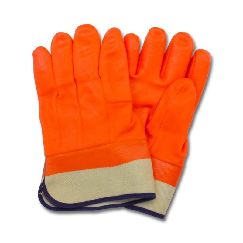 Orange PVC, Jersey Foam Lining, Safety Cuff, Rough Finish, w/ Actifresh (3 Dozen per Case)