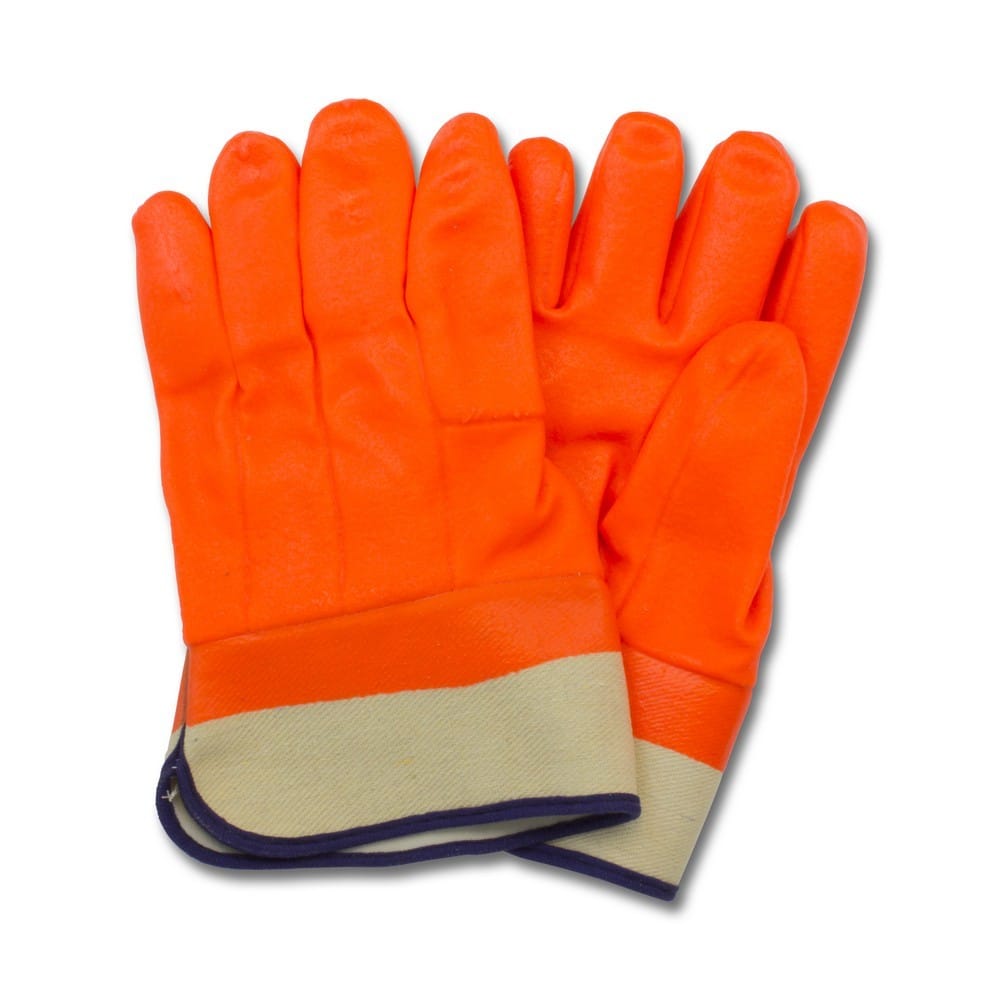 Orange PVC, Jersey Foam Lining, Safety Cuff, Rough Finish, w/ Actifresh (3 Dozen per Case)