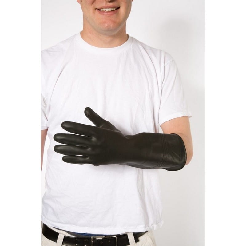 XL, Black 16" 40 Mil Chemical Resistant Pot Scrubbing Gloves (6 Dozen Per Case) - Image 2