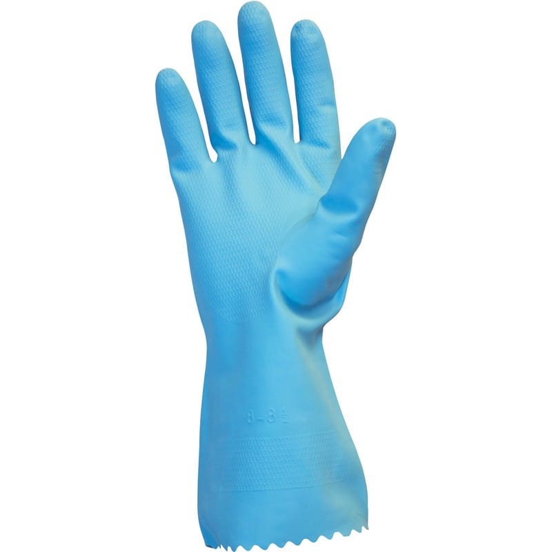 XL, Blue, 18 Mil Flock Lined Latex Gloves (1 Dozen)