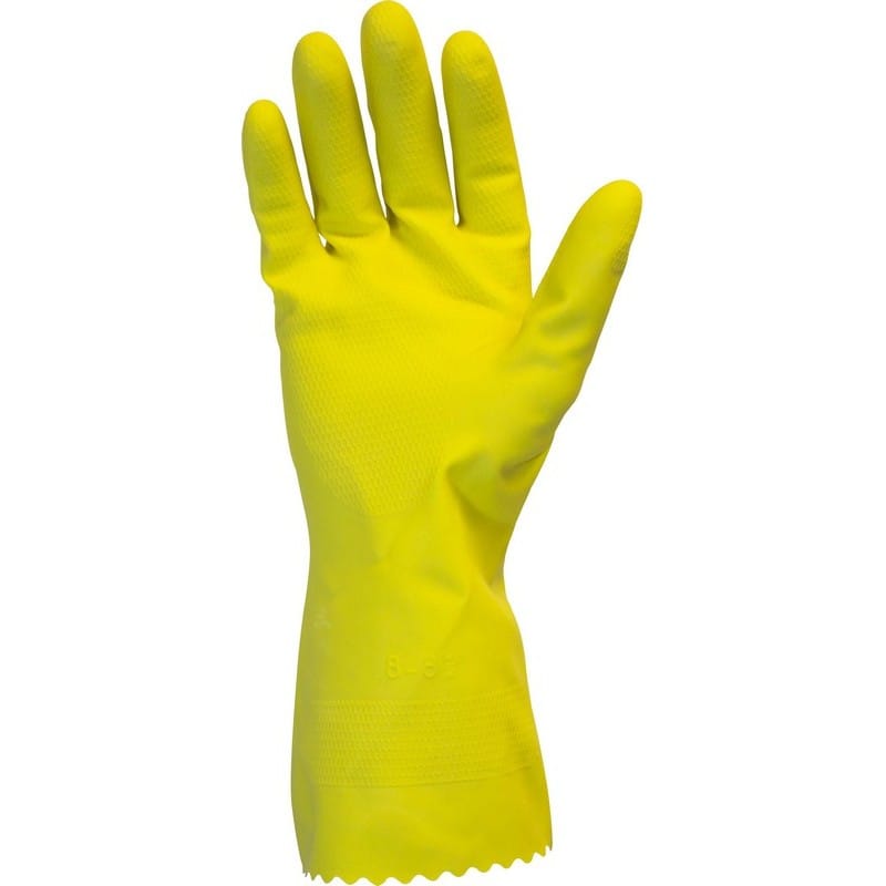Medium, 18 Mil Yellow Flock Lined Latex Gloves (1 Dozen)