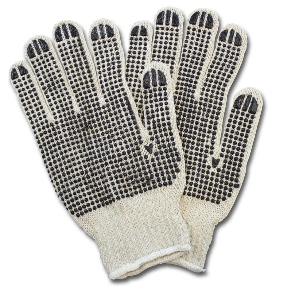 Men's, Black PVC Dotted 2 Sided Cotton Polyester String Knit (1 Dozen)