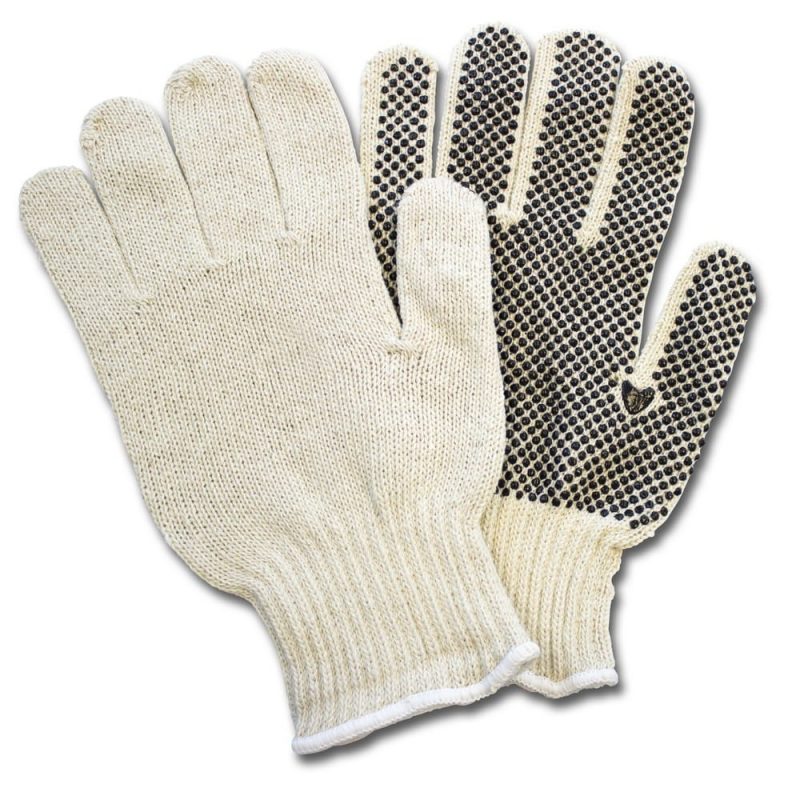 Men's, Premium Black PVC Dotted 1 Sided Cotton Polyester String Knit (1 Dozen)