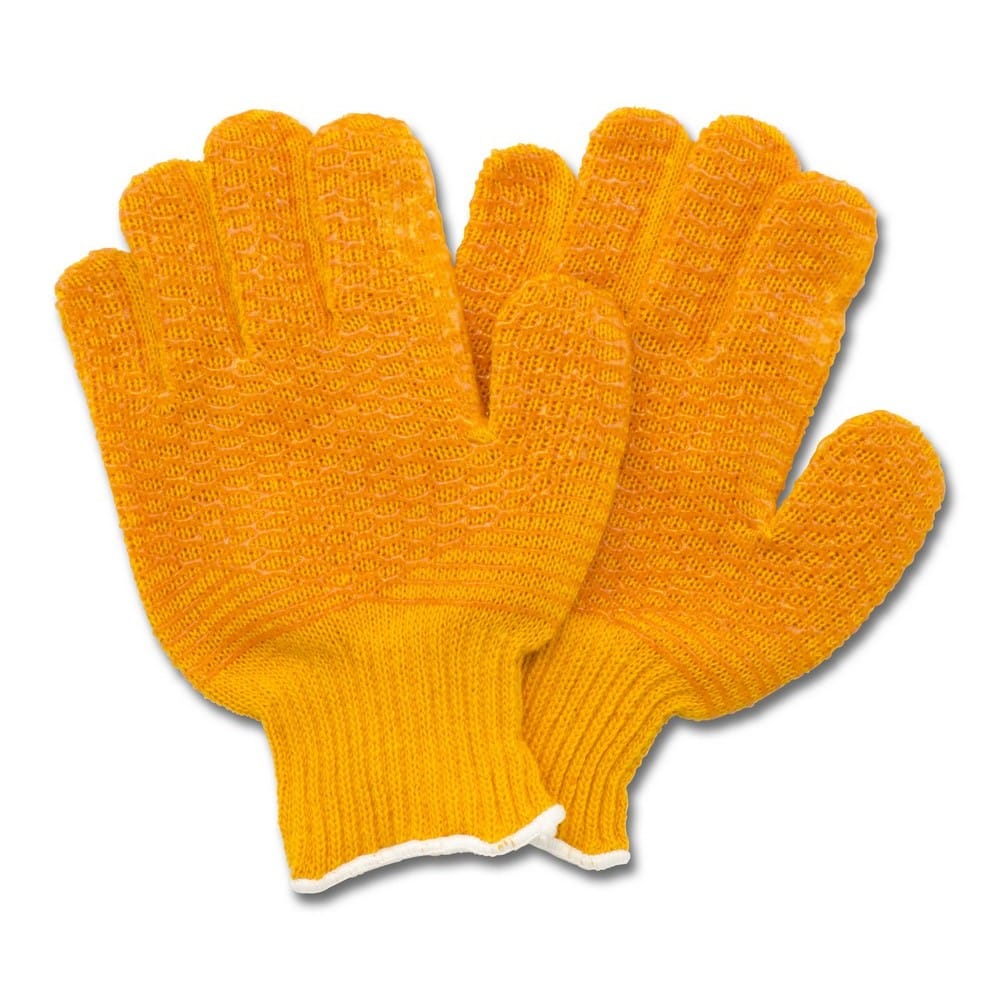 XL, Heavy Weight Orange Criss-Cross Nylon Gloves (1 Dozen)