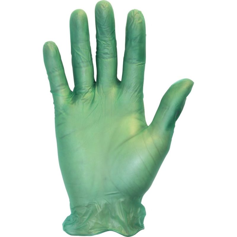 Large, 6.5 Mil Powdered Green Vinyl Gloves, Non-Medical (100 Per Box, 4 Box Per Case)