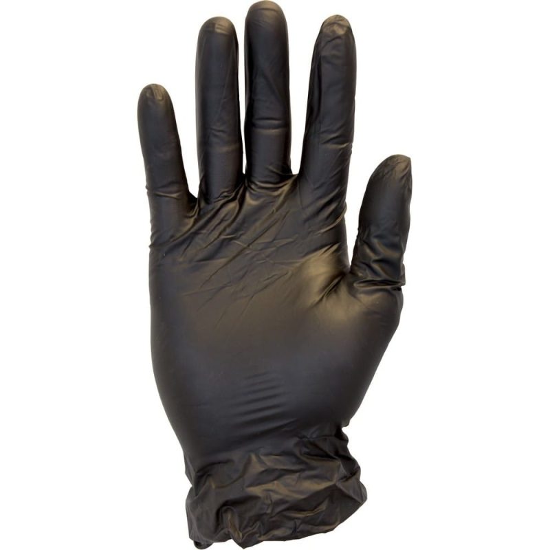 Large, Powder Free Black Vinyl Gloves, Non-Medical (100 Per Box, 10 Per Case)