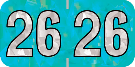 PMA Compatible "26" Yearband Labels, 1-1/2" X 3/4" - 500 per Roll