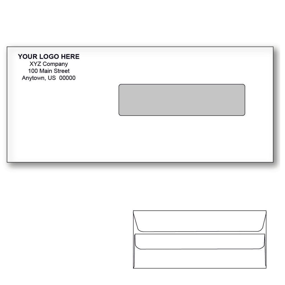 Custom Printed #10 CMS/HCFA Envelopes with Black Tint, Flip and Seal, 4-1/8" x 9-1/2" White Wove, 24 lb, Standard Flap (Box of 500)