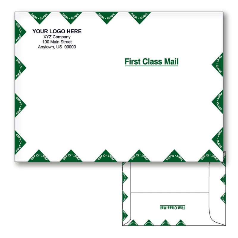 Custom Printed 9" x 12-1/2" 1st Class Catalog Envelopes, Self Seal, White Wove, 28 lb, Standard Flap (Box of 250)