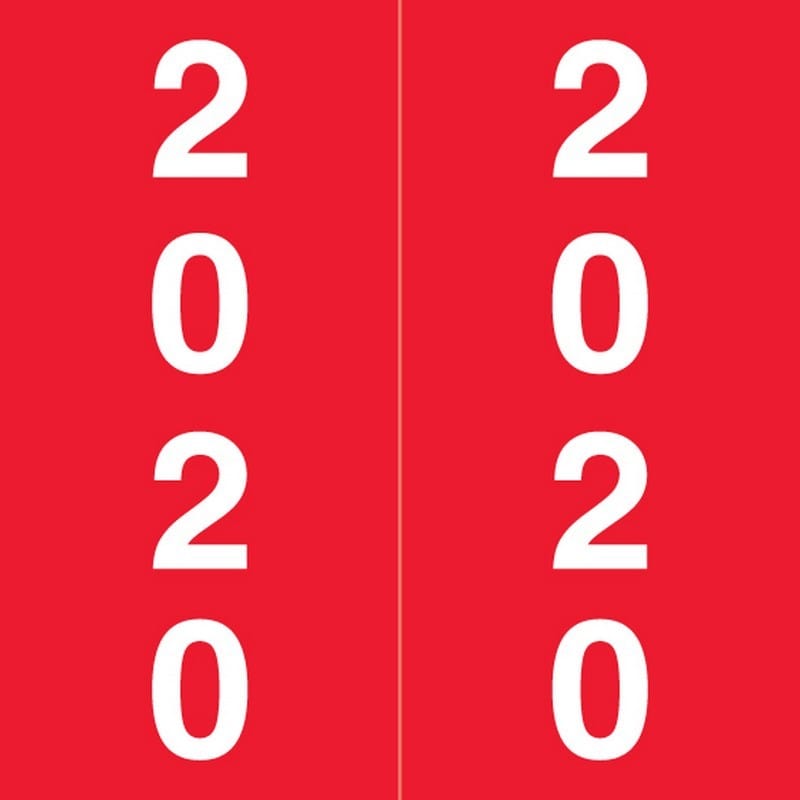 IFC CL7100 Compatible "2020" Yearband Labels, Laminated Stock 1-7/8" x 1-7/8" - 500 per Roll