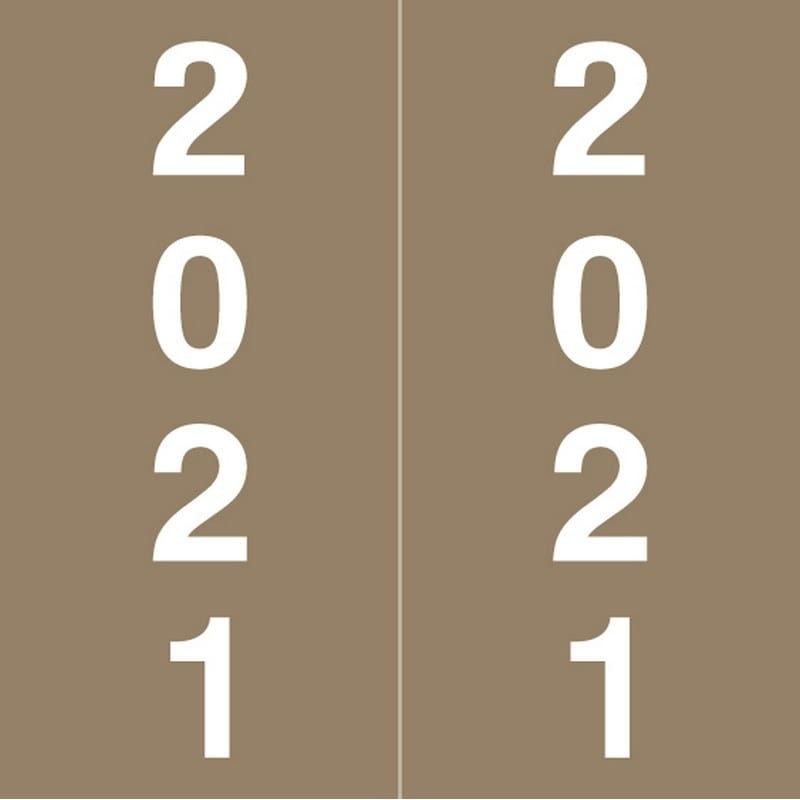 IFC CL7100 Compatible "2021" Yearband Labels, Laminated Stock 1-7/8" x 1-7/8" - 500 per Roll