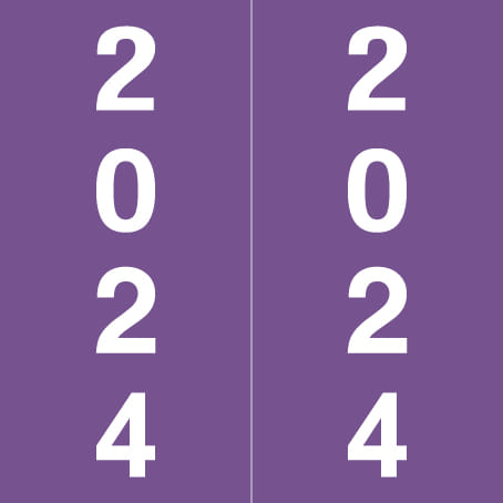 IFC CL7100 Compatible "2024" Yearband Labels, Laminated Stock 1-7/8" x 1-7/8" - 500 per Roll