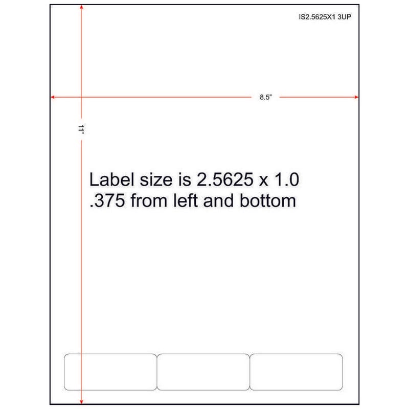 2-9/16" x 1" (2.5625" x 1") Integrated Laser Label Form Sheets, 3 Across Labels (Carton of 1500)