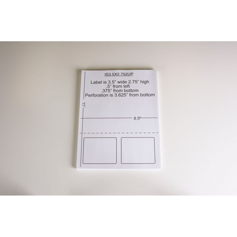 3-1/2" x 2-3/4" (3.5" x 2.75") Integrated Laser Label Form Sheets, 2 Up Labels (Carton of 1500) - Image 2