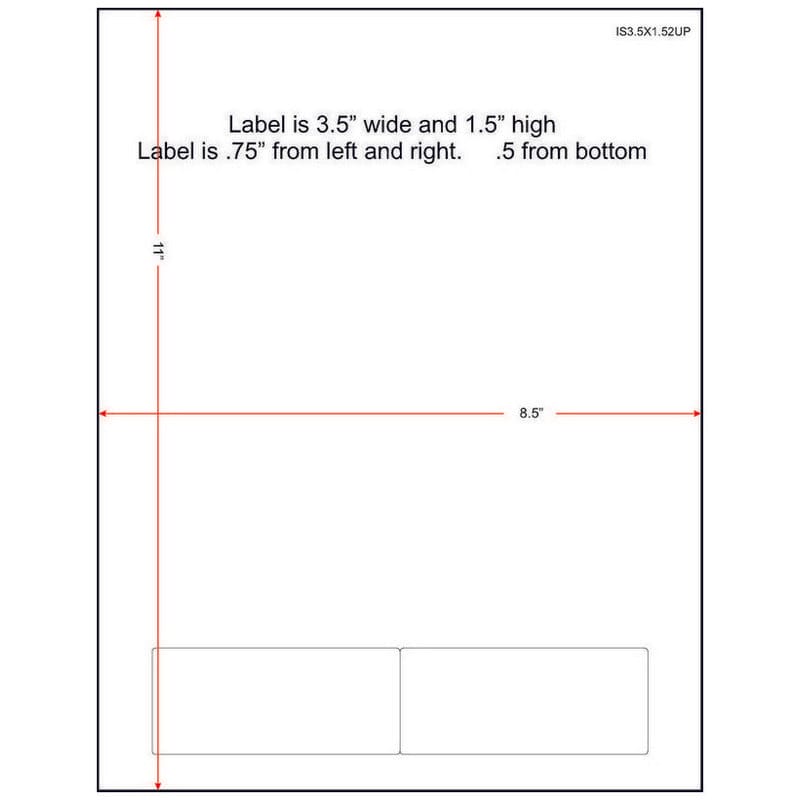 3-1/2" x 1-1/2" (3.5" x 1.5") Integrated Laser Label Form Sheets, 2 Up Labels (Carton of 1500)