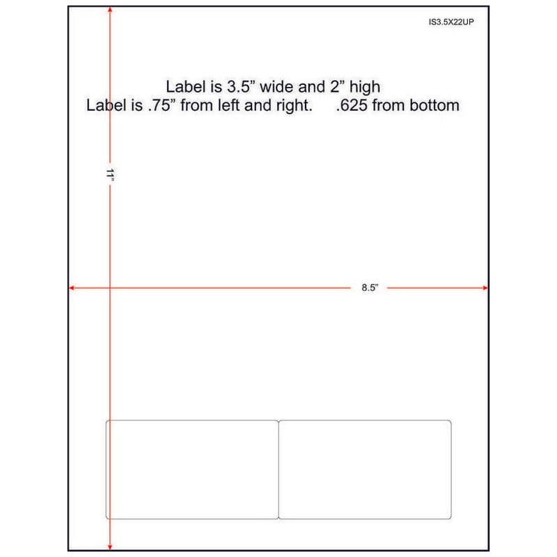 3-1/2" x 2" (3.5" x 2") Integrated Laser Label Form Sheets, 2 Up Labels (Carton of 1500)