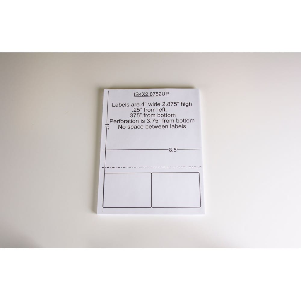 4" x 2-7/8" (4" x 2.875") Integrated Laser Label Form Sheets, 2 Up Labels (Carton of 1500) - Image 2